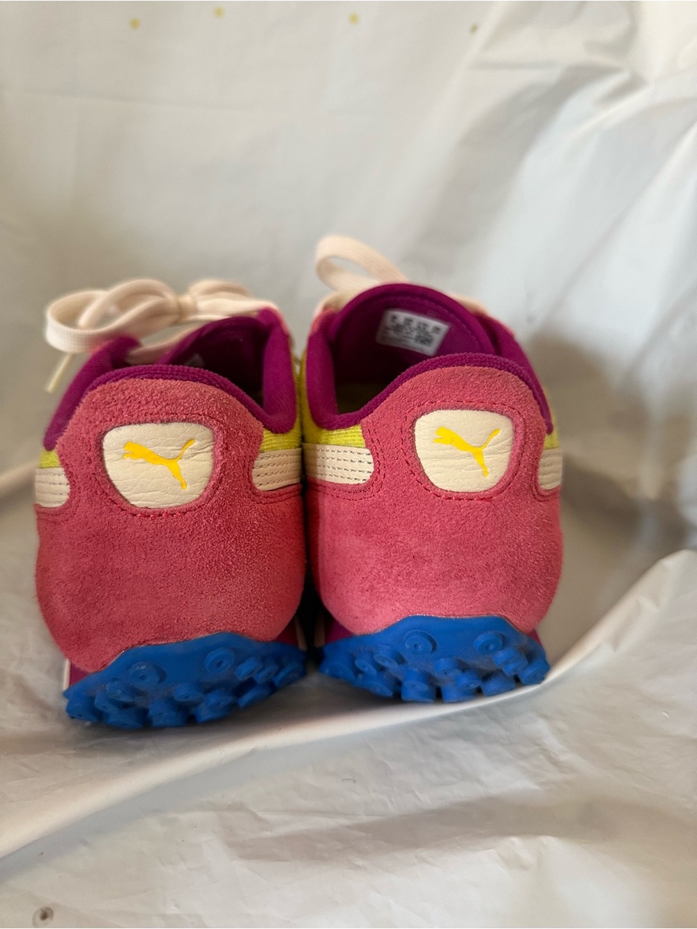Puma Women's Pink, Lime & Blue Easy Rider Brights Retro Style Runner Sneakers - Picture 10 of 11
